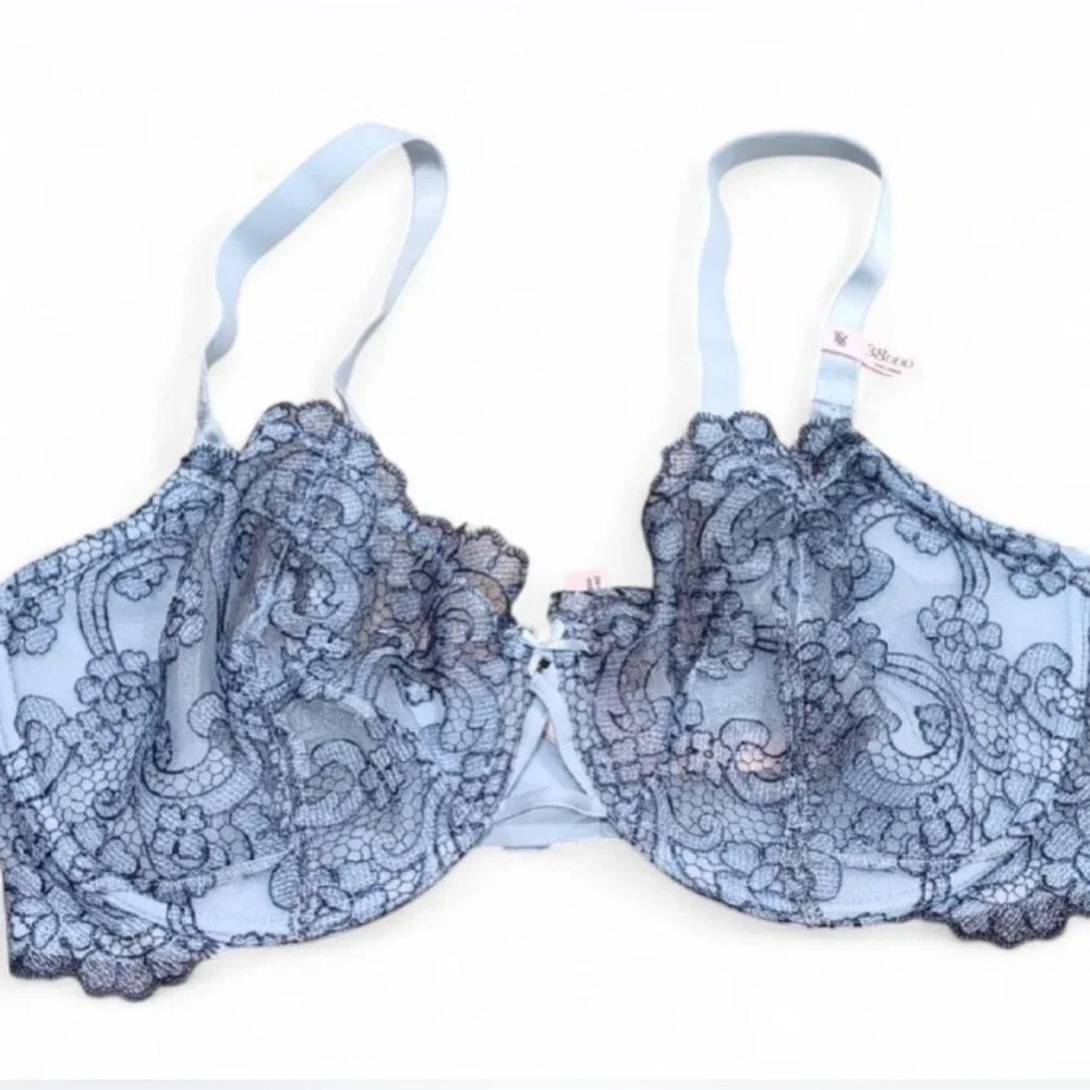 NWT Victoria’s Secret Dream Angels Boho Floral Lace Bra 38DDD Blue